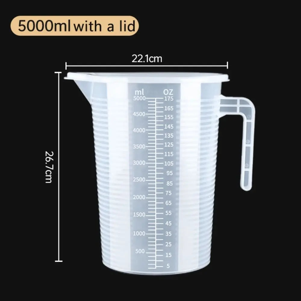 Plastic Graduated Measuring Cup Large Capacity Scale Transparent Mixing Cup Clear with Lid Laboratory Beaker Kitchen Baking