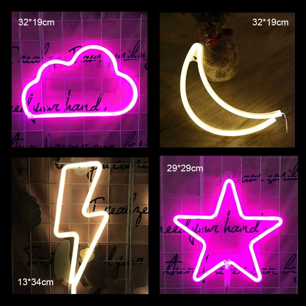 Christmas Led Neon Light Sign Moon Star Night Light Xmas Wedding Party Holiday Kids gift Room Home Fariy Decorations Neon Lamp