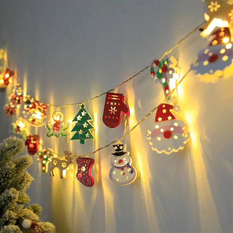 LED Fairy Lights Garland Fawn Gloves Bell Garland Battery-operated Light Living Room Bedroom Garden Decor Iron Decorative Lamp