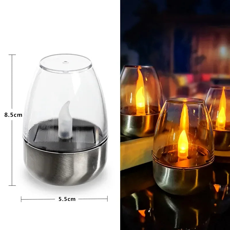 3-1Pcs Solar Candle Light Flameless LED Night Lights Stainless Steel Waterproof Lawn Light Outdoor Garden Birthday Party Decors