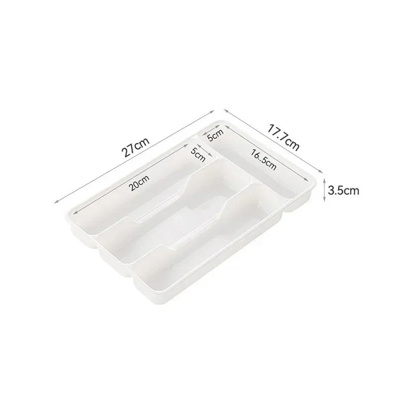 4/5 Compartments Cutlery Organizer Daily Drawer Divider Tray Rectangle Easy Clean Home Kitchen Spoon Fork Separation Box