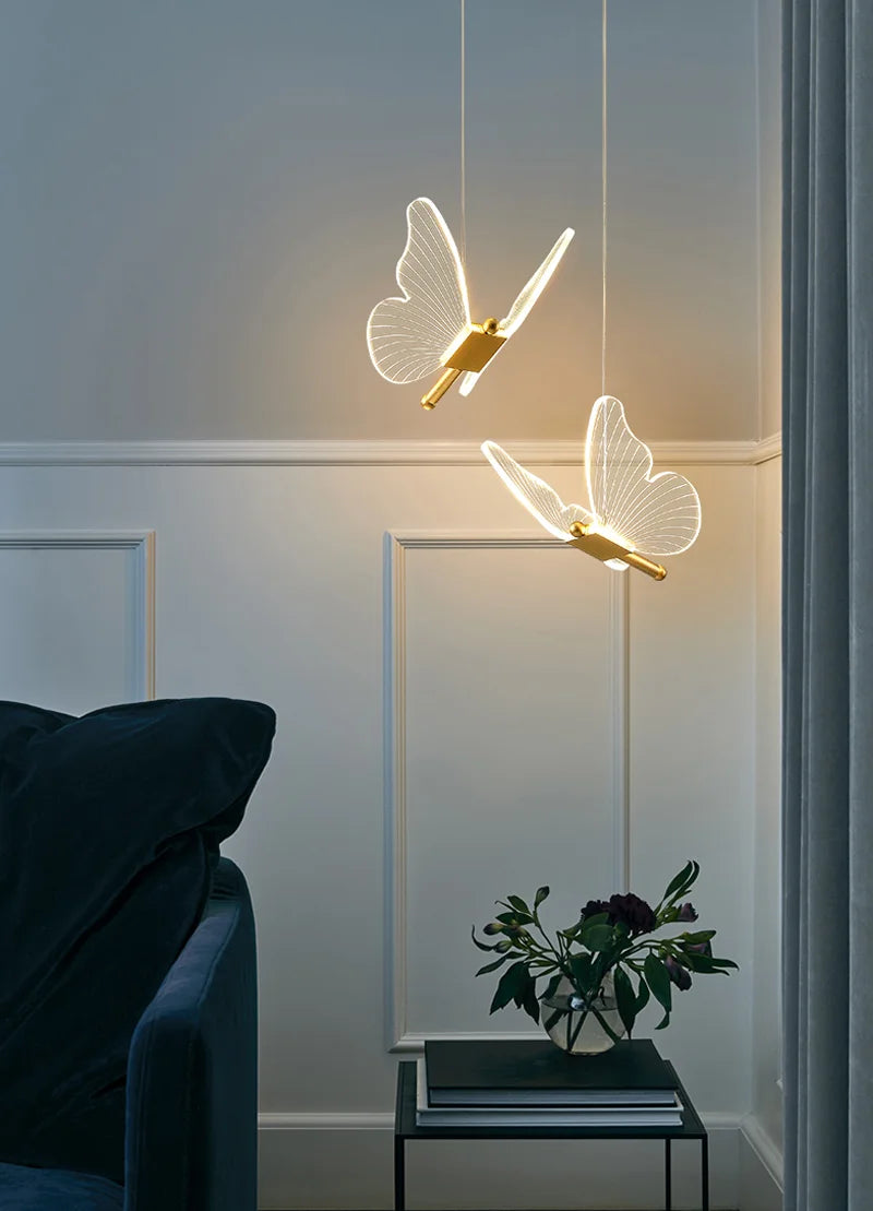 Lustre LED Pendant Light Fixture Butterfly Hanging Lamps For Ceiling Kitchen Bedside Living Room Decor Nordic Pendant Lamp