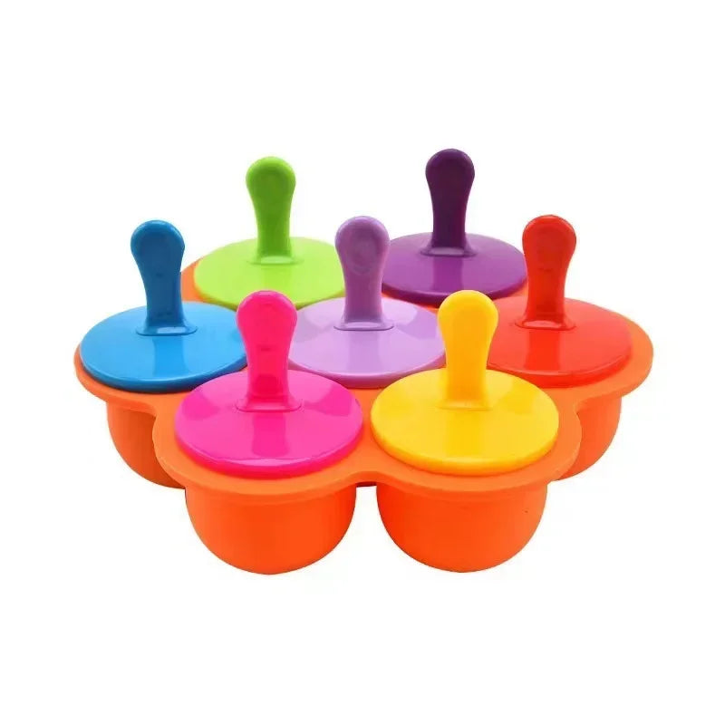 7 Holes DIY Ice Cream Pops Silicone Mold Ice Cream Ball Maker Popsicles Molds Baby Fruit Shake Home Kitchen Accessories Tool